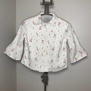 Gap Kids Floral Button Down Three-Quarter Sleeve